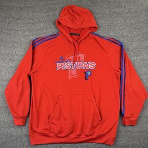 Adidas Detroit Pistons Hoodie‎ Mens XL Red Stitched Pullover Sweatshirt NBA Y2K